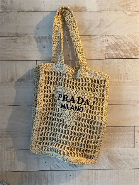 crochet bag prada|prada wicker tote bag.